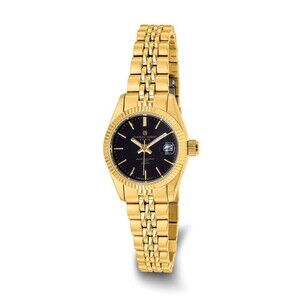 Kazi Luxury Ladies Charles Hubert IP-plated Black Dial Watch